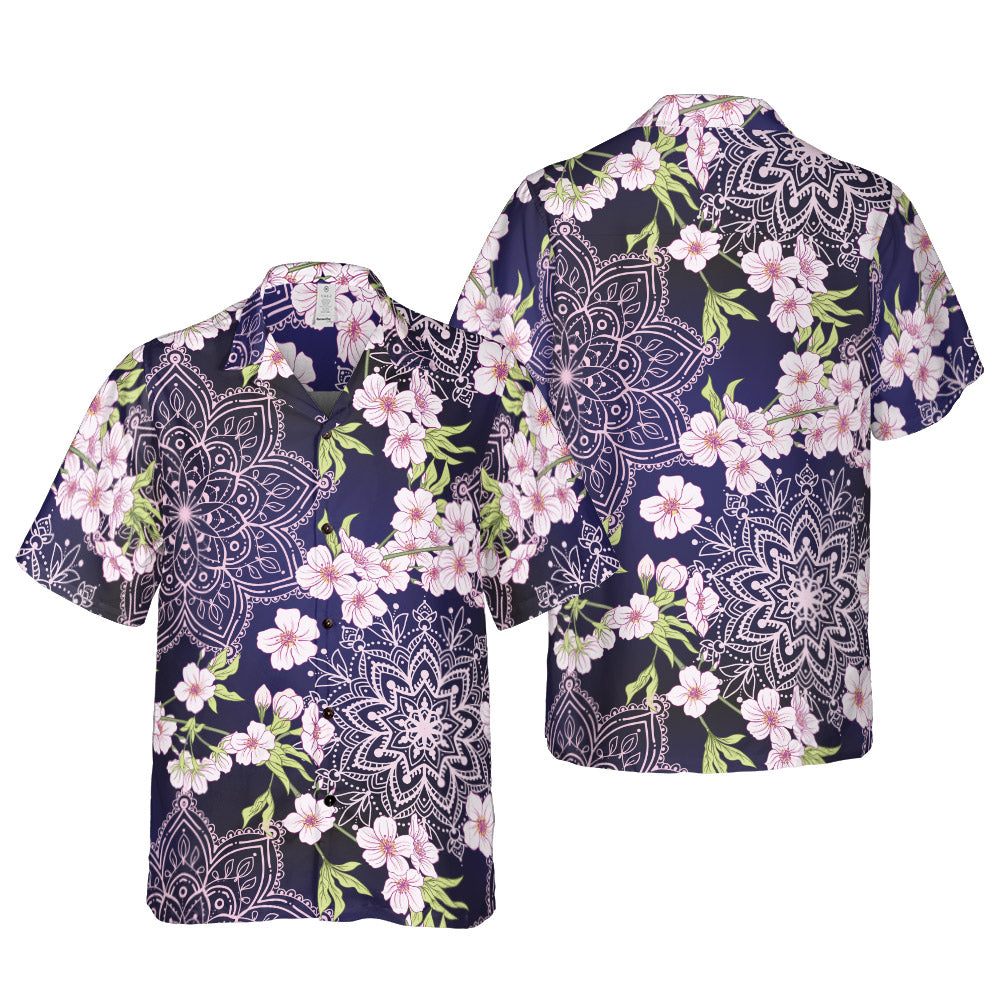 Cherry Blossoms And Mandalas Button Up Shirt