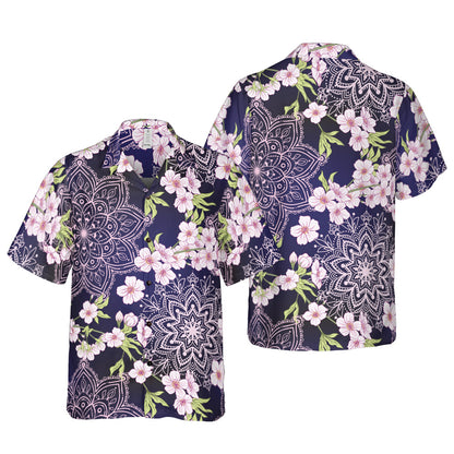 Cherry Blossoms And Mandalas Button Up Shirt