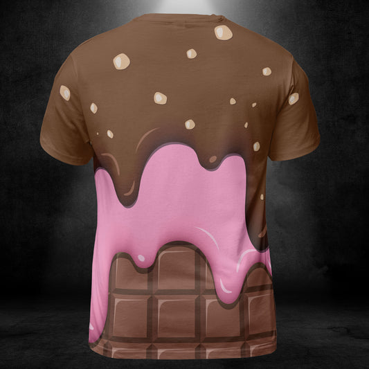 Chocolate With Peanut Ice Cream & Strawberry Ice Cream On A Chocolate Bar Unisex Comfort T-Shirt