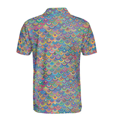 Circular Rainbow Dragon Scales Polo Shirt