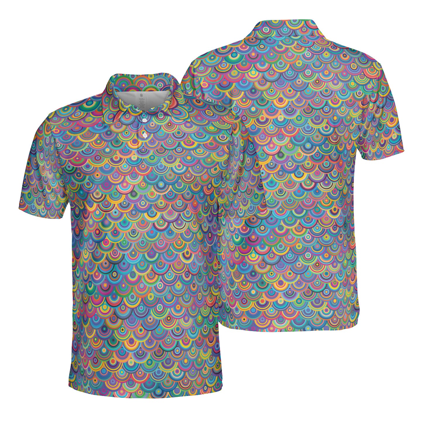 Circular Rainbow Dragon Scales Polo Shirt