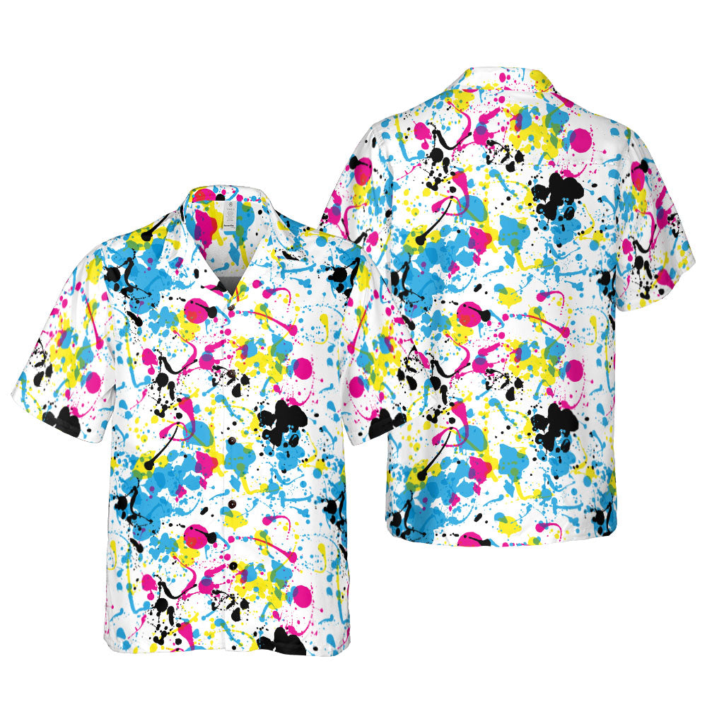 Colorful Ink Splats Button Up Shirt