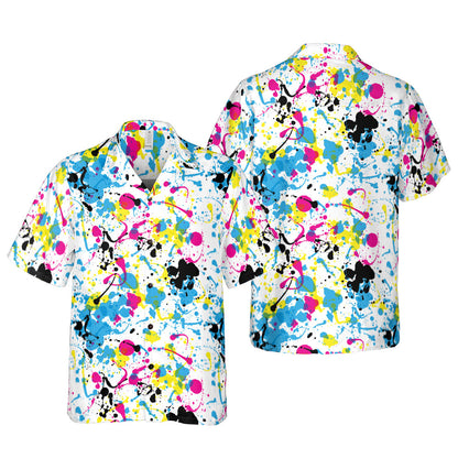 Colorful Ink Splats Button Up Shirt