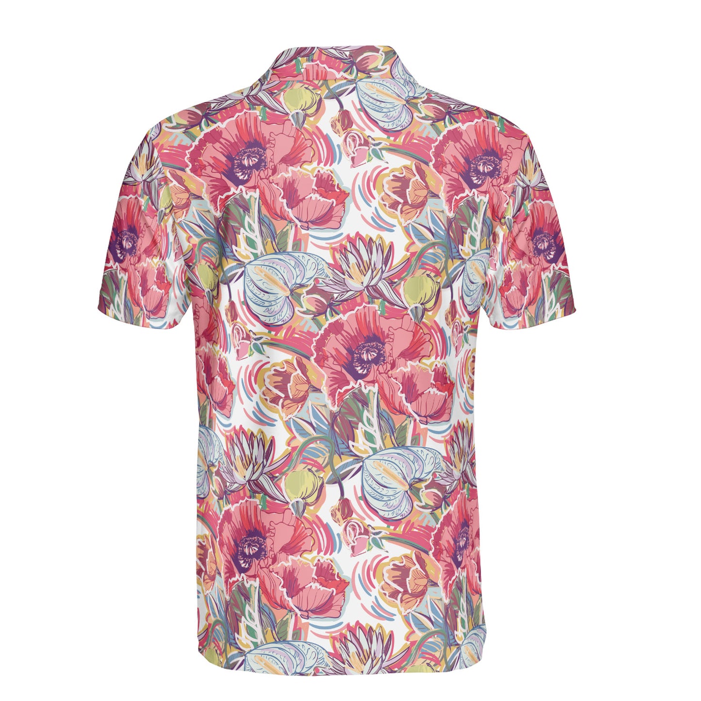 Colorful Sketched Poppies Polo Shirt