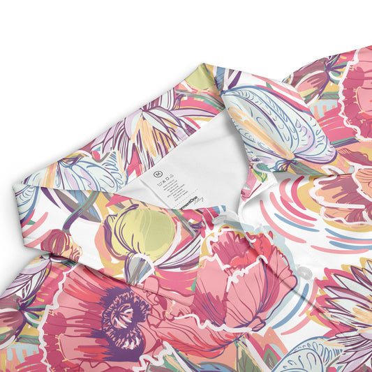 Colorful Sketched Poppies Polo Shirt