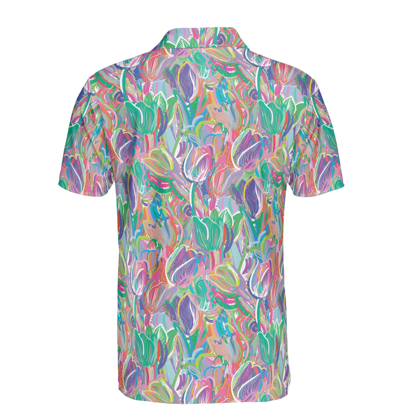 Colorful Sketched Tulips Polo Shirt