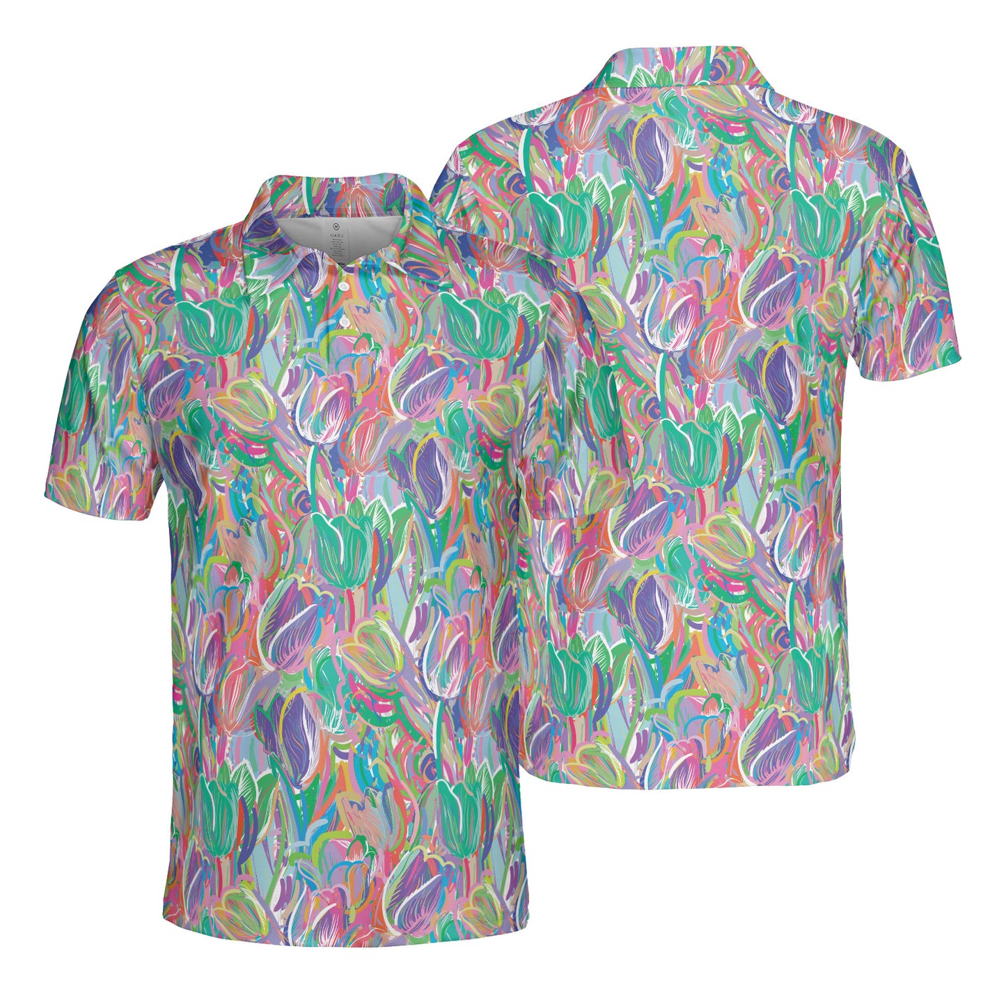 Colorful Sketched Tulips Polo Shirt