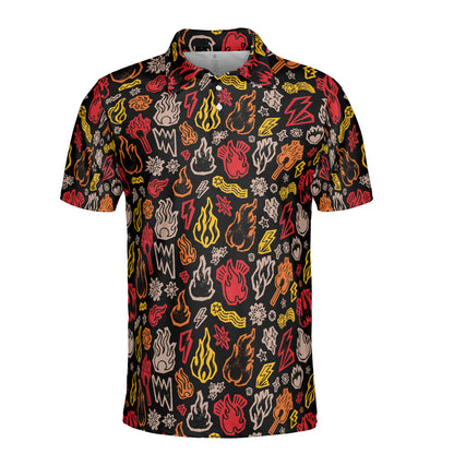 Comic Fire Polo Shirt