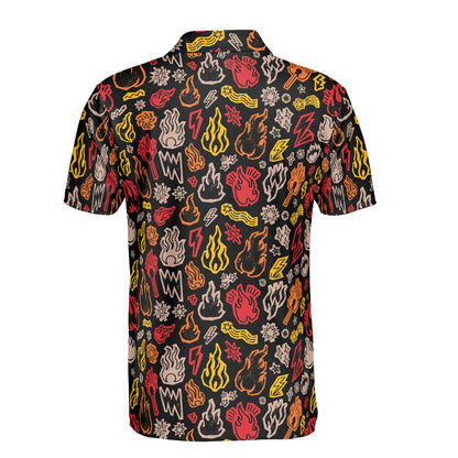 Comic Fire Polo Shirt