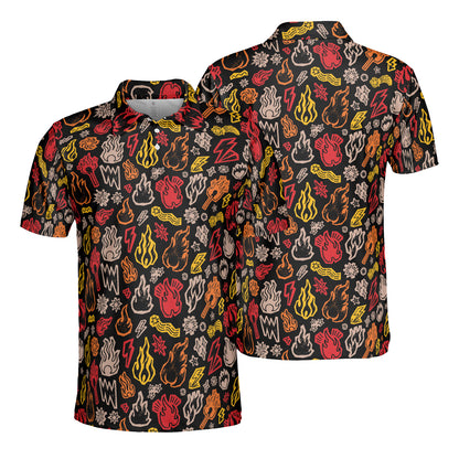 Comic Fire Polo Shirt