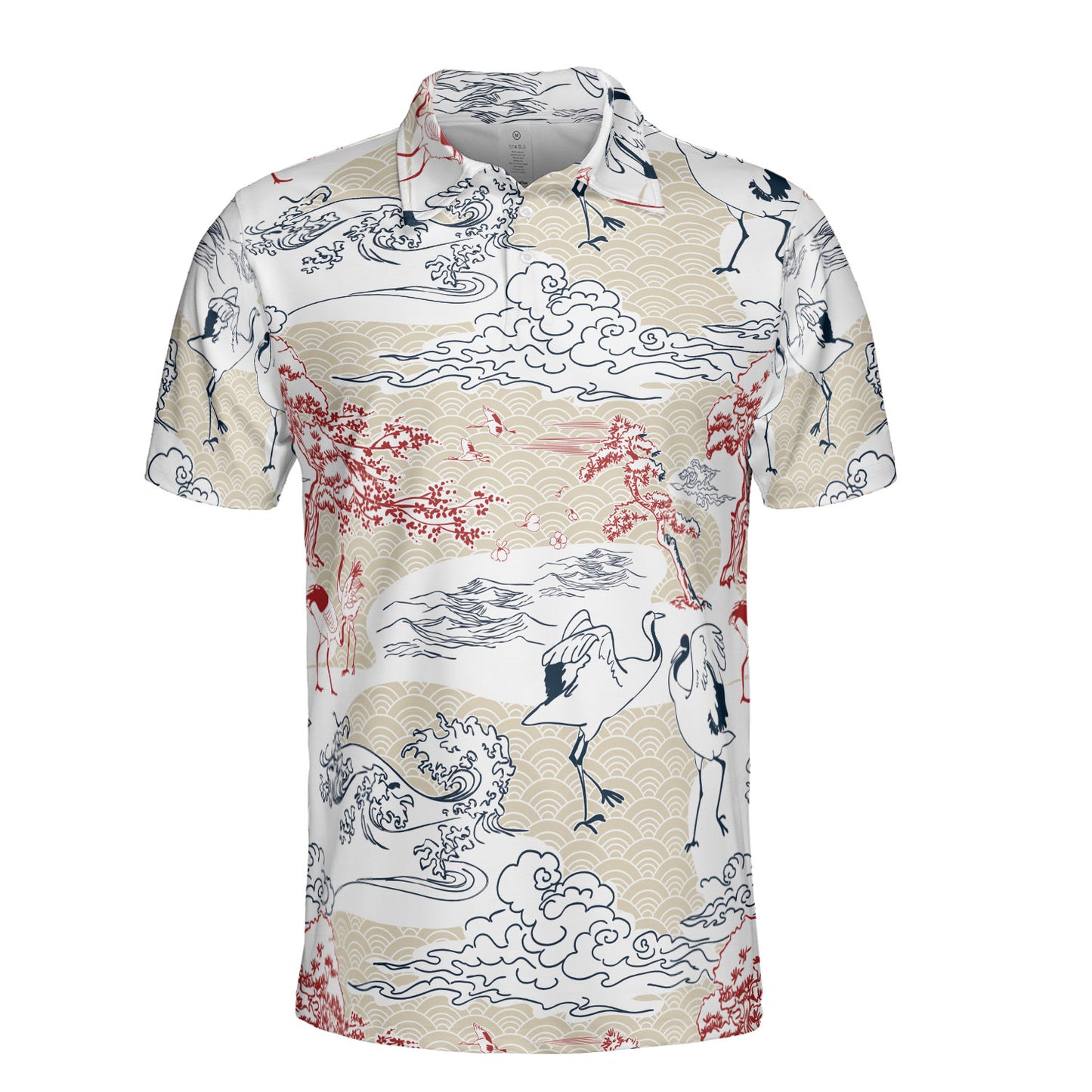 Cranes Clouds & Waves Polo Shirt