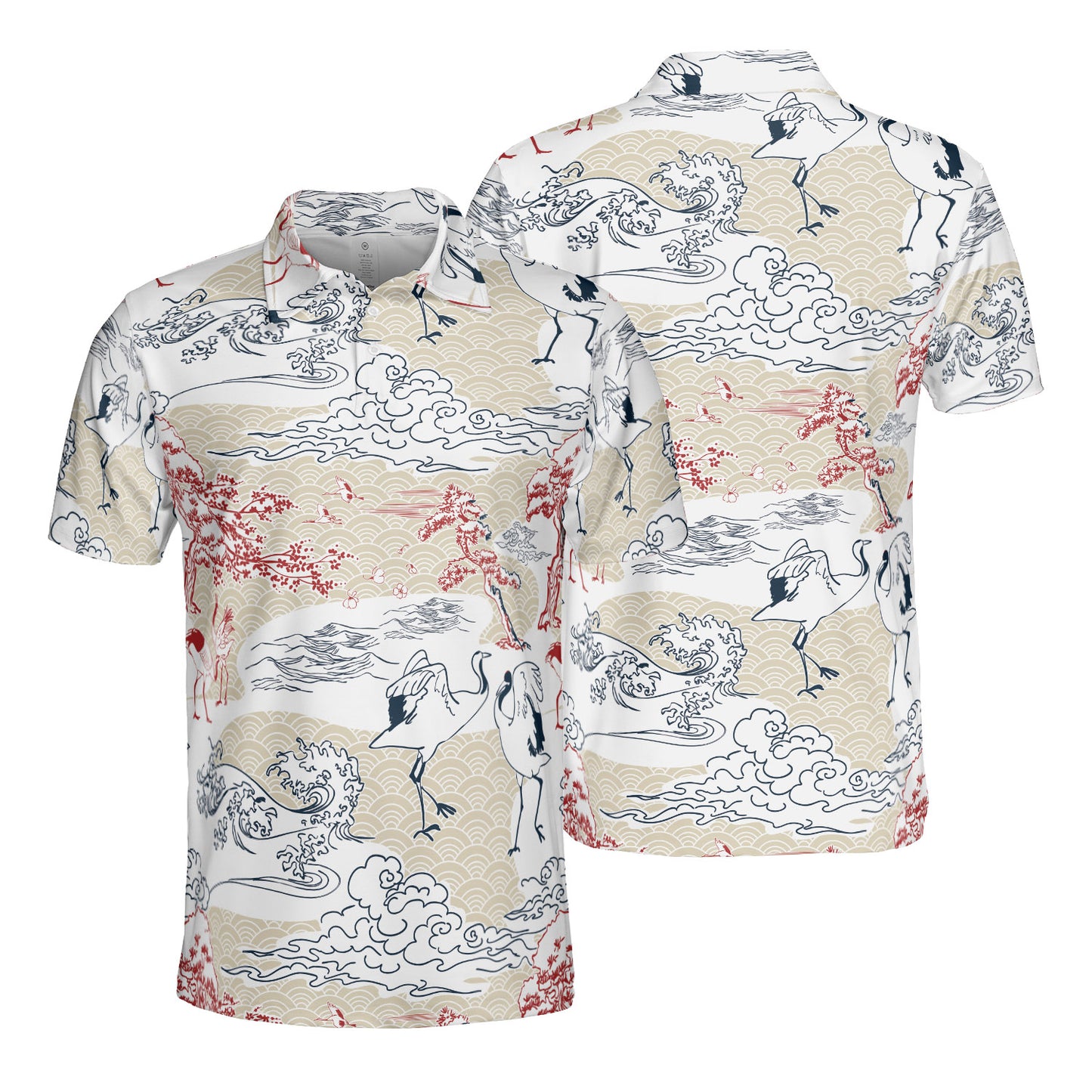 Cranes Clouds & Waves Polo Shirt