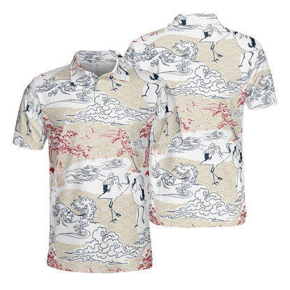 Cranes Clouds & Waves Polo Shirt