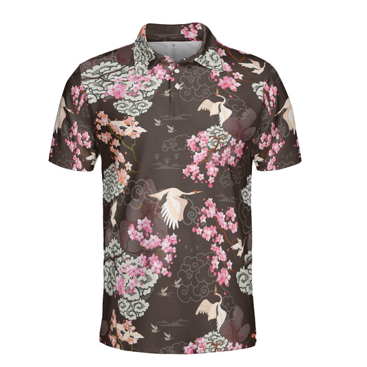 Cranes & Cherry Blossoms Polo Shirt