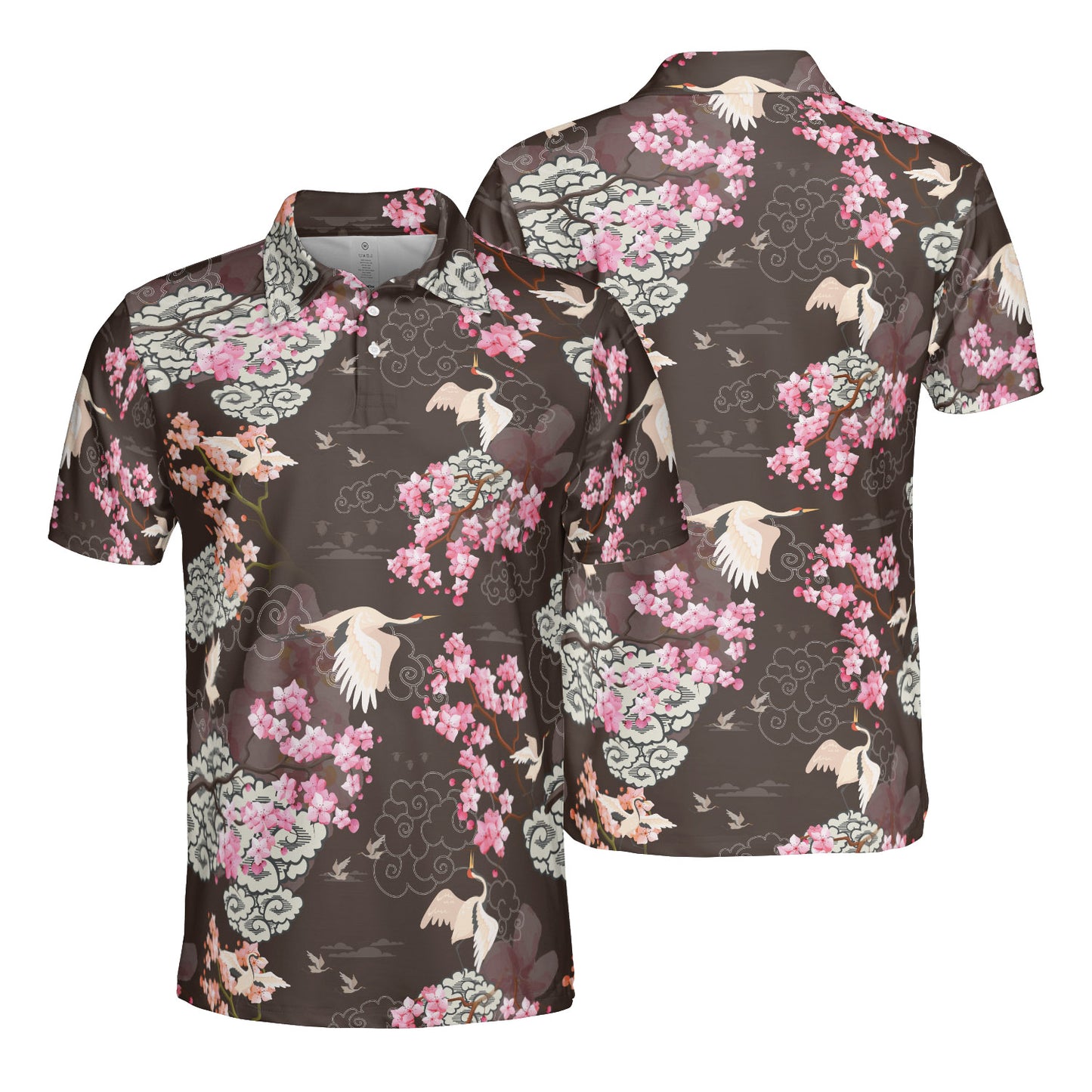 Cranes & Cherry Blossoms Polo Shirt