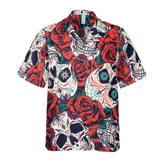 Day Of The Dead And Roses Button Up Shirt