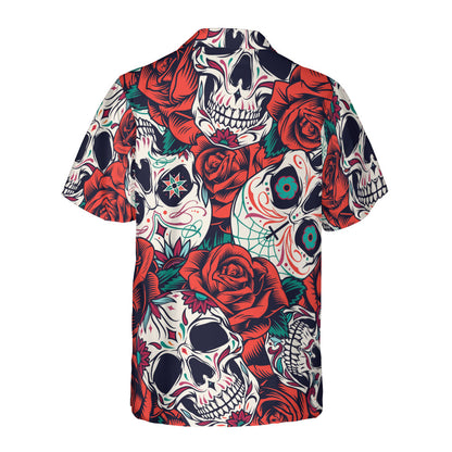 Day Of The Dead And Roses Button Up Shirt