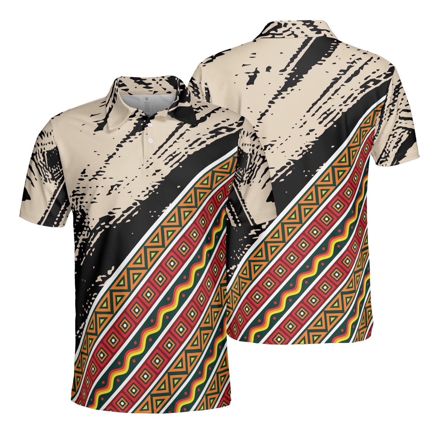 Diagonal Tribal Polo Shirt