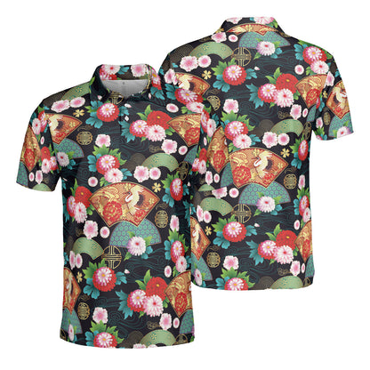 Floral Japanese Spring Polo Shirt
