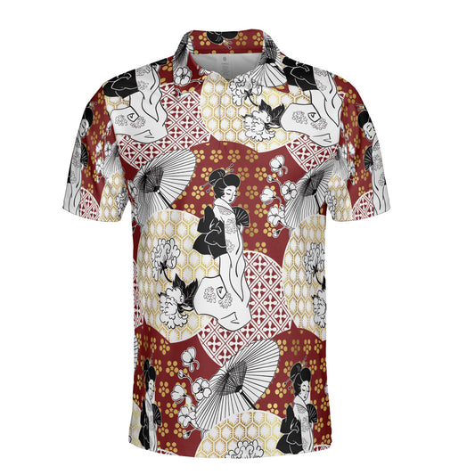 Geisha & Umbrella Polo Shirt