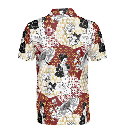 Geisha & Umbrella Polo Shirt