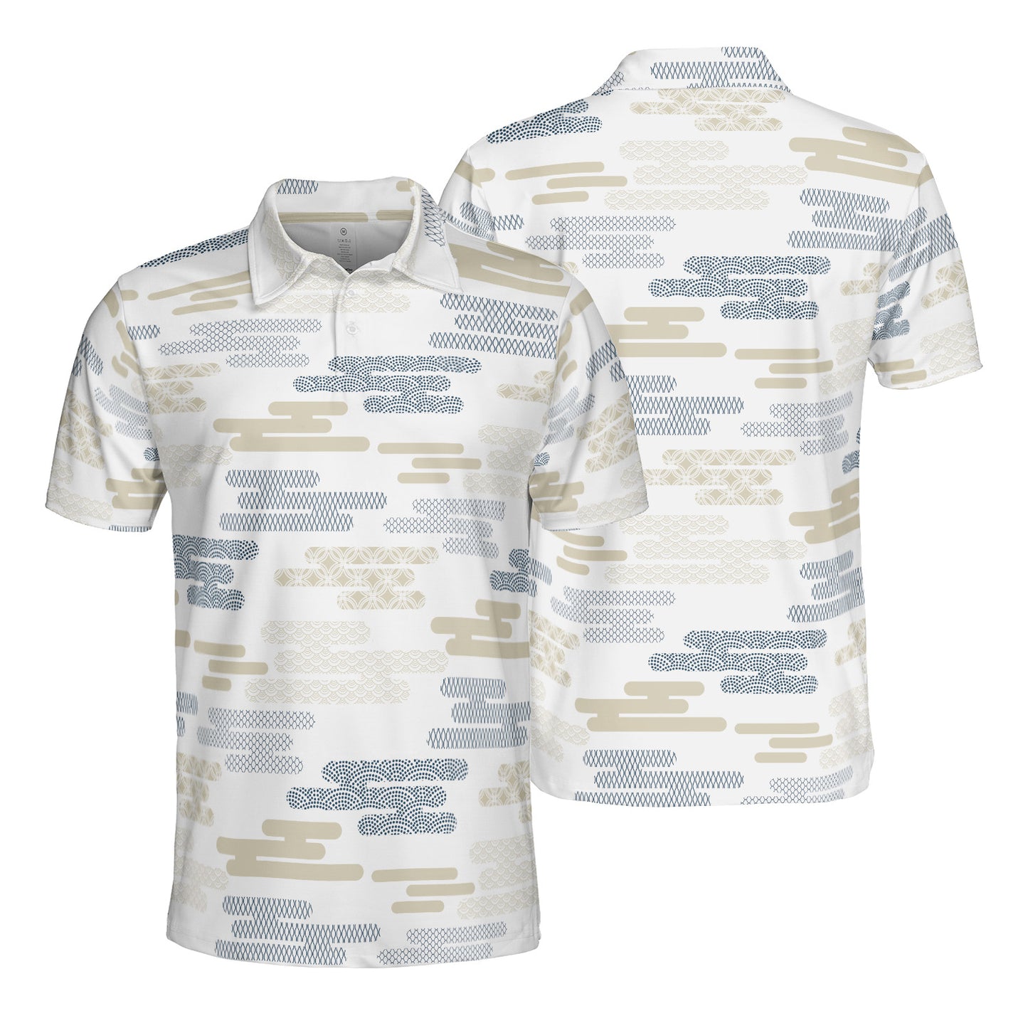 Geometric Kimono Clouds Polo Shirt