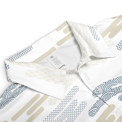 Geometric Kimono Clouds Polo Shirt