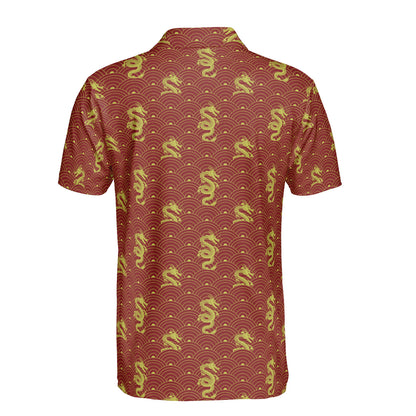 Geometric Ornament & Dragons Polo Shirt
