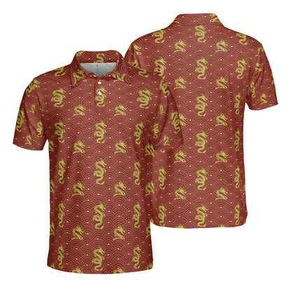 Geometric Ornament & Dragons Polo Shirt