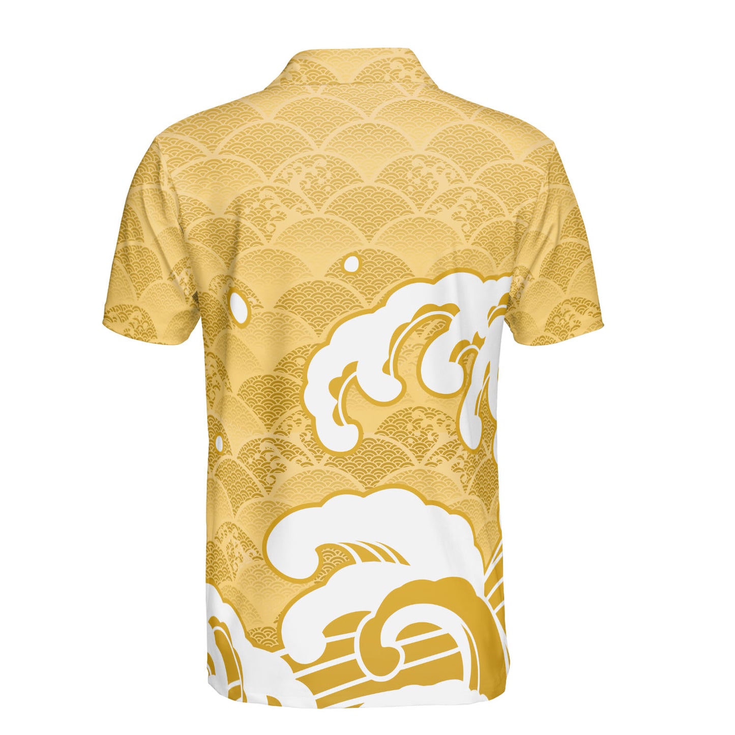 Gold Kimono & Waves Polo Shirt