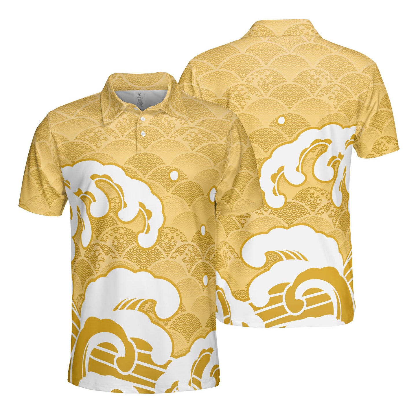 Gold Kimono & Waves Polo Shirt