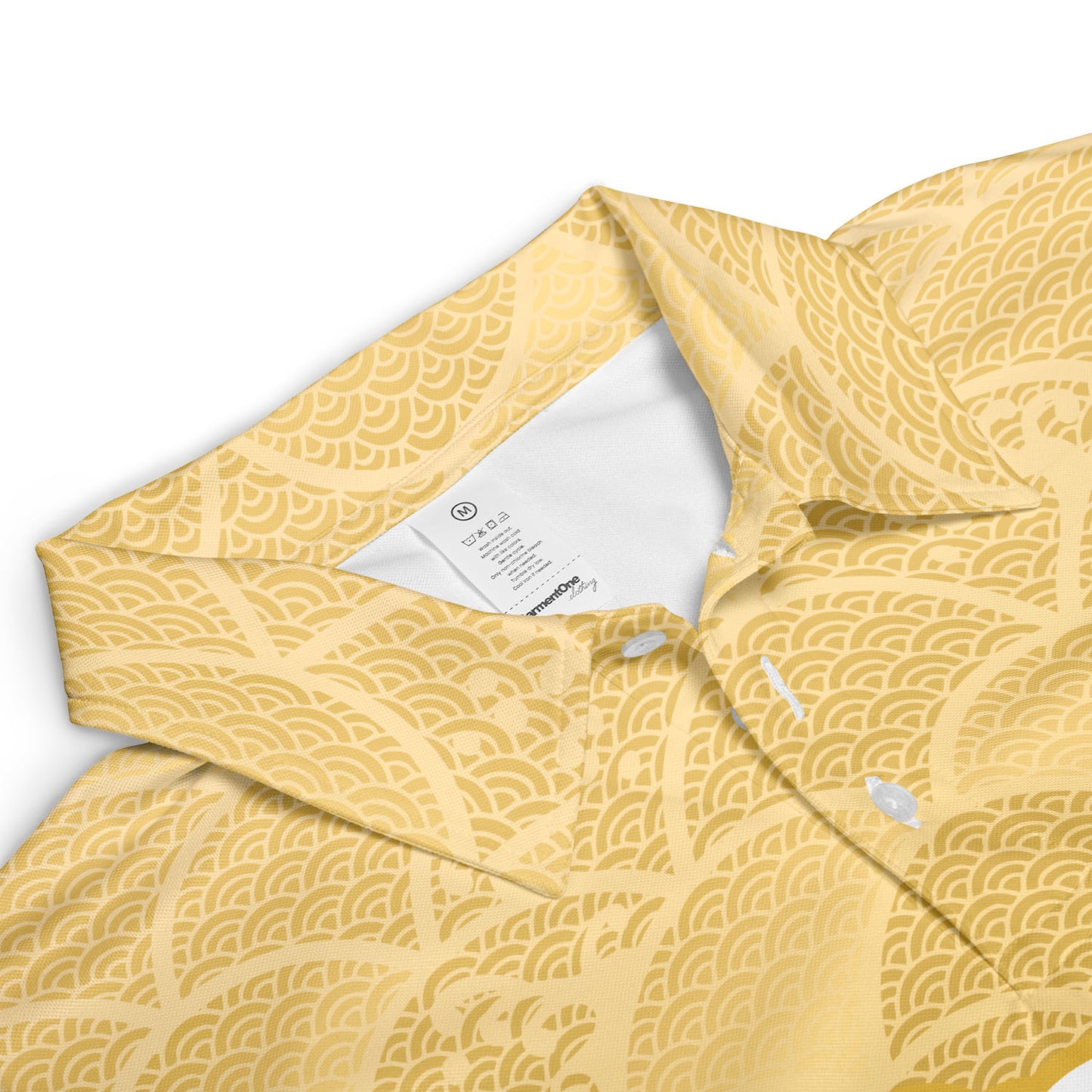Gold Kimono & Waves Polo Shirt