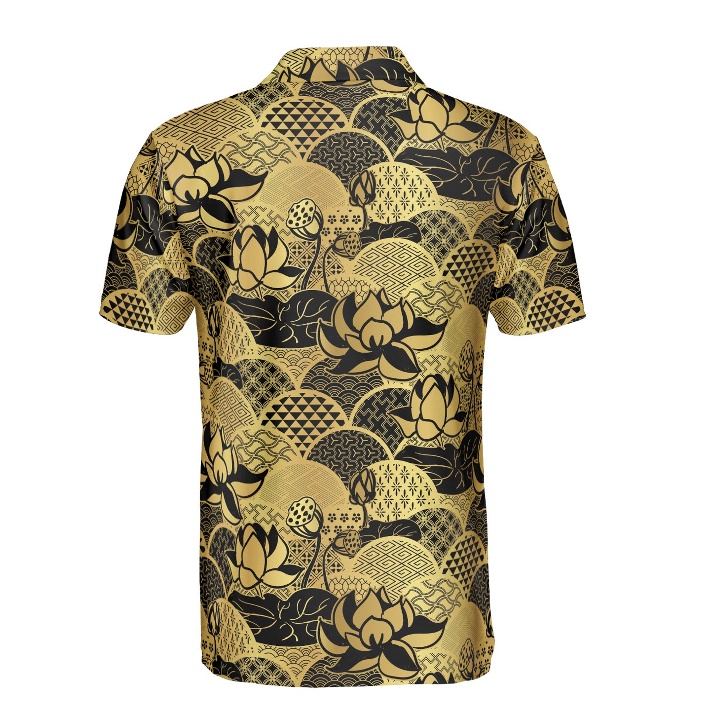 Gold Water Lily & Kimono Polo Shirt