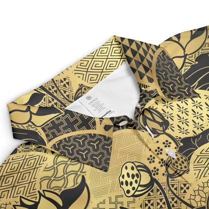 Gold Water Lily & Kimono Polo Shirt