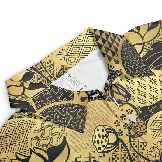 Gold Water Lily & Kimono Polo Shirt
