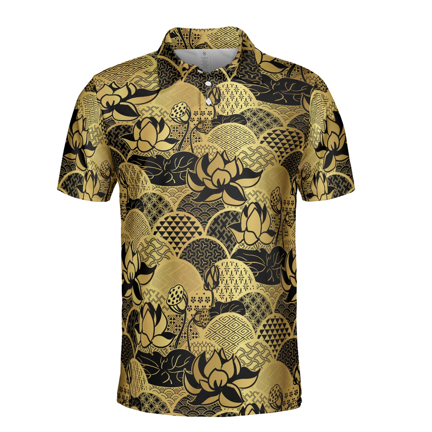 Gold Water Lily & Kimono Polo Shirt