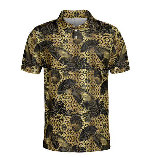Gold & Black Umbrella Fan Polo Shirt