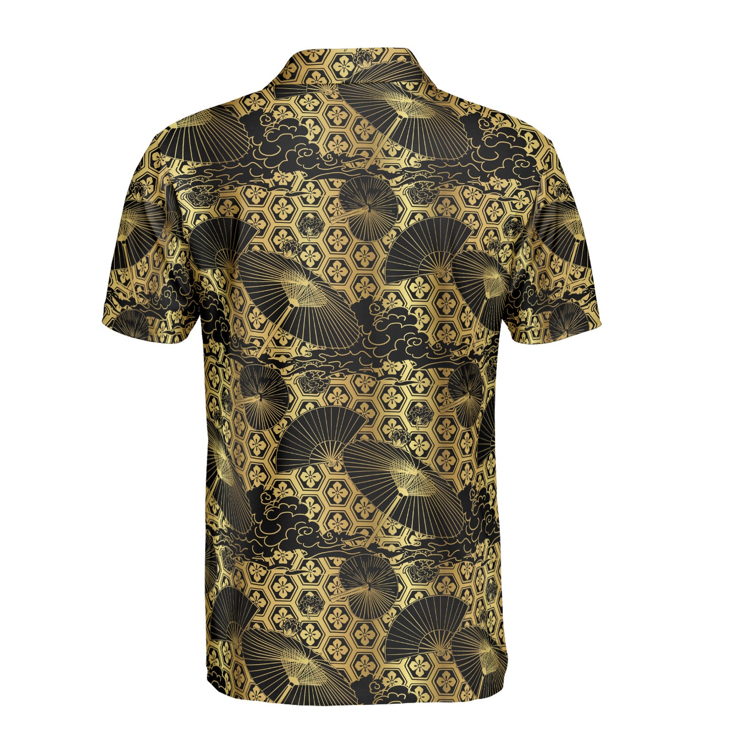 Gold & Black Umbrella Fan Polo Shirt