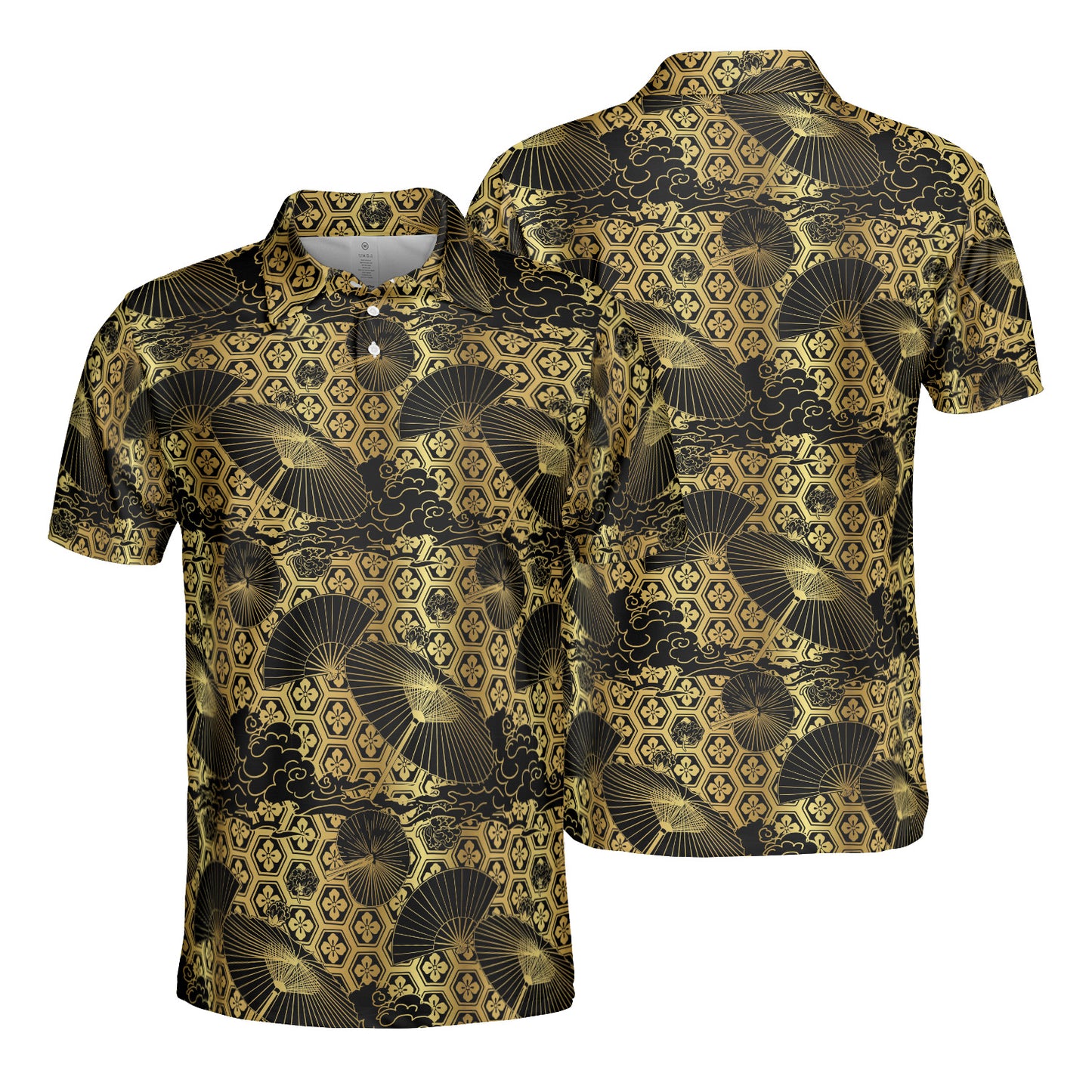 Gold & Black Umbrella Fan Polo Shirt