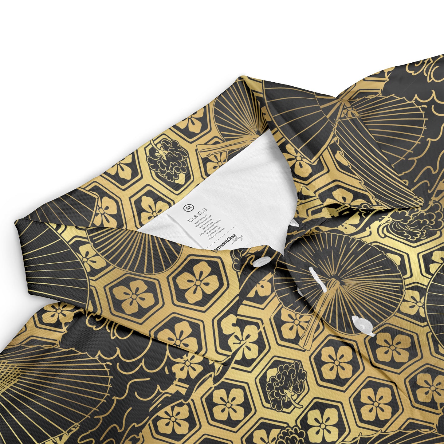 Gold & Black Umbrella Fan Polo Shirt