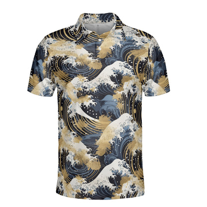 Gold Mist & Ocean Waves Polo Shirt