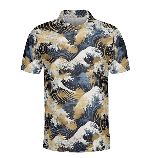 Gold Mist & Ocean Waves Polo Shirt
