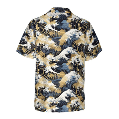 Gold Mist & Ocean Waves Button Up Shirt