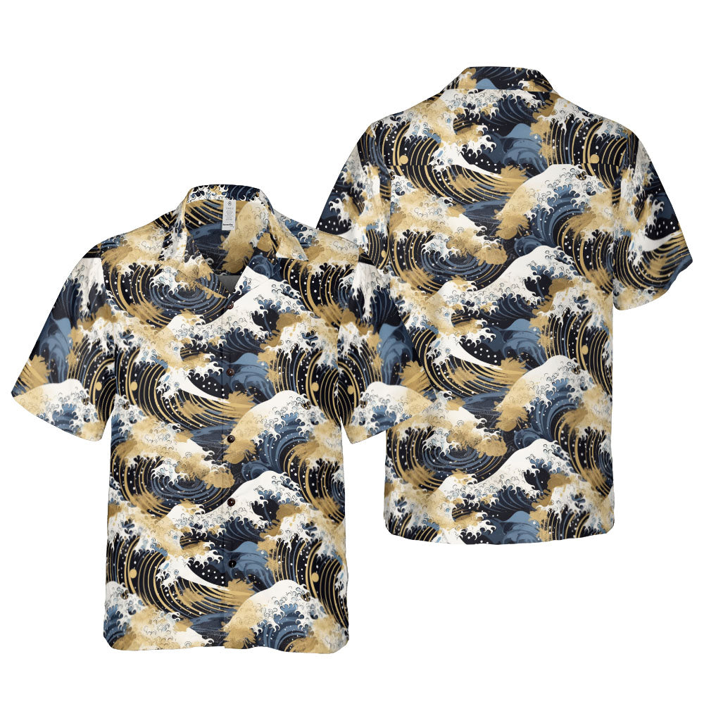 Gold Mist & Ocean Waves Button Up Shirt