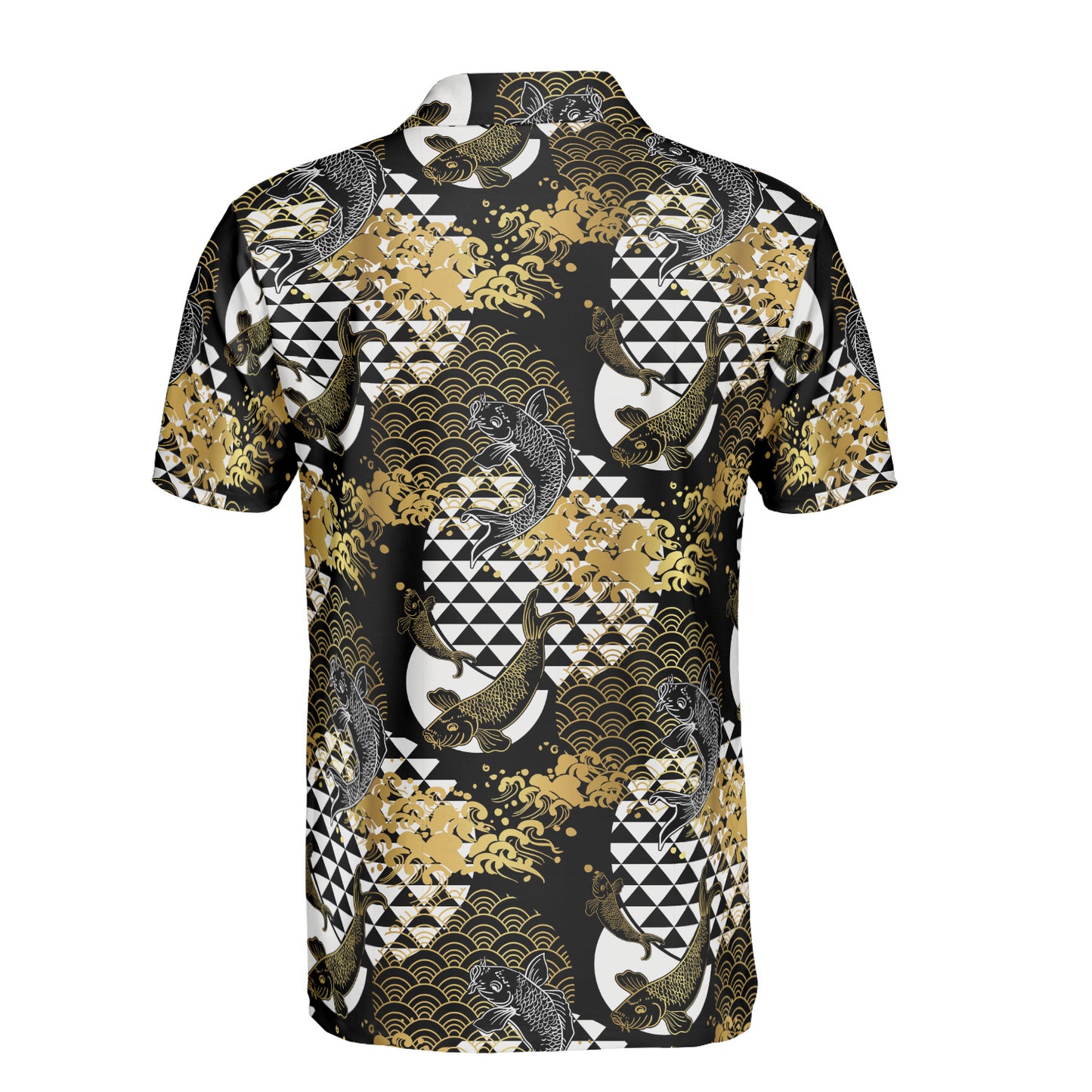 Gold & White Koi Fish & Asian Waves Polo Shirt