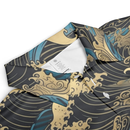 Golden Japanese Waves Polo Shirt