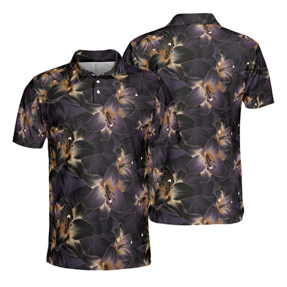 Golden Luxury Flowers Polo Shirt