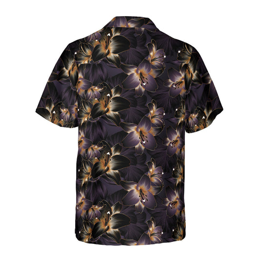 Golden Luxury Flowers Button Up Shirt