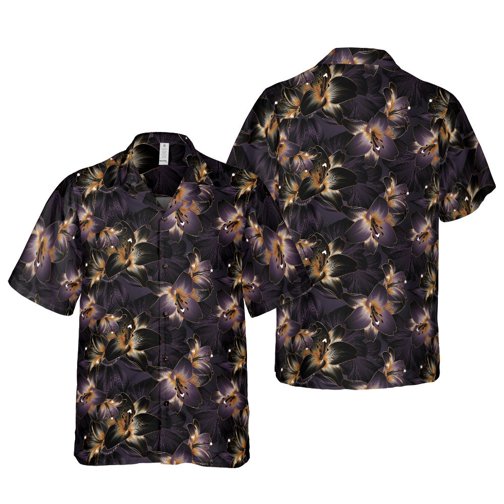 Golden Luxury Flowers Button Up Shirt