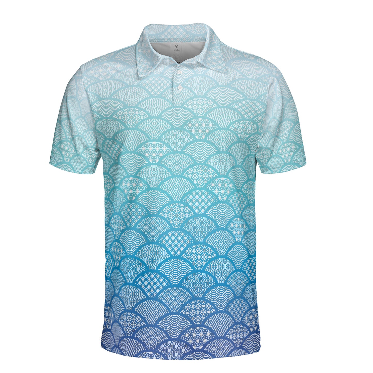 Gradient Geometric Kimono Polo Shirt